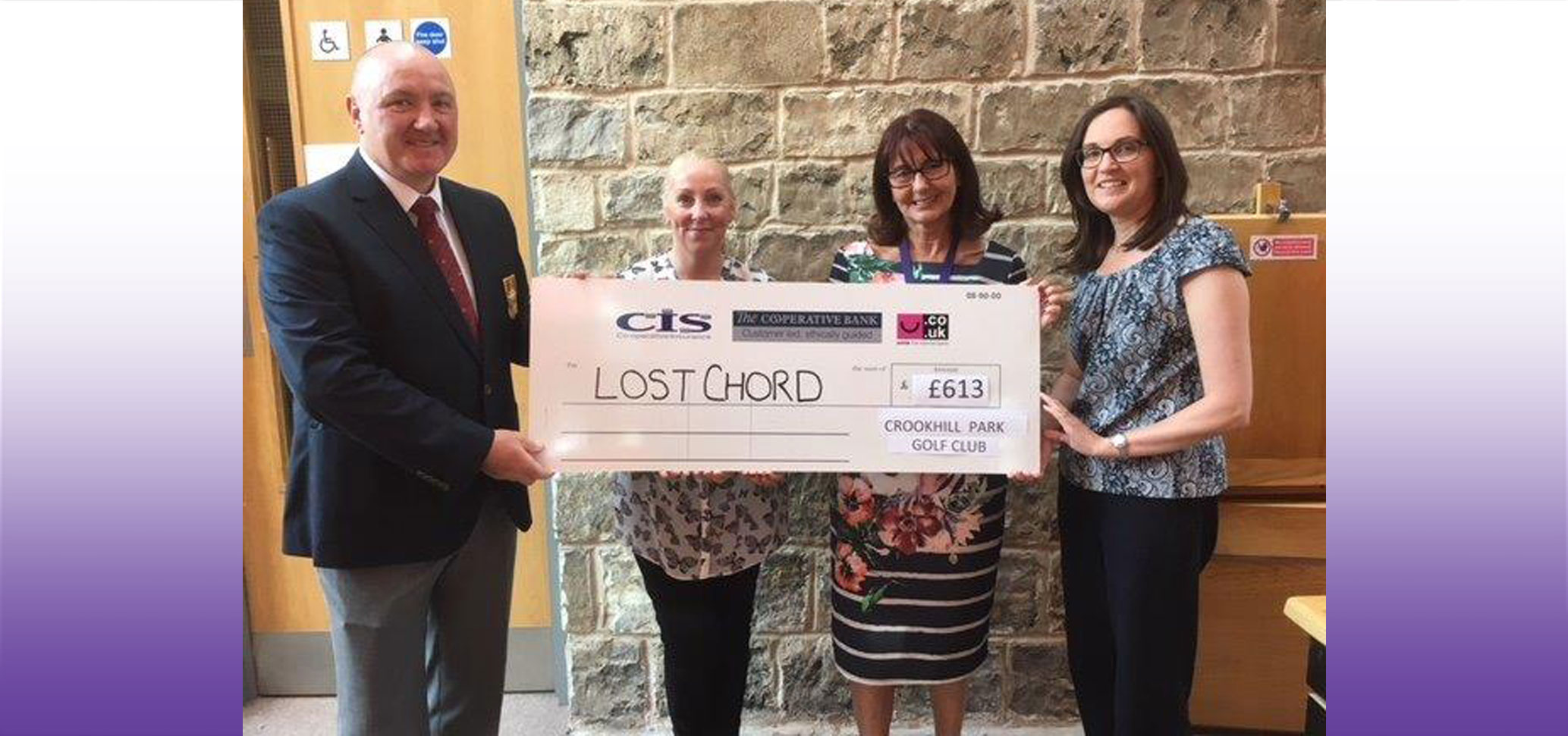 Croohill Park Golf Club makes donation to Lost Chord Dementia Charity