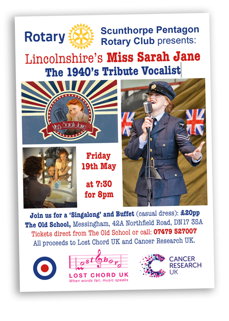 Scunthorpe Pentagon Rotary Club presents: Lincolnshire’s Miss Sarah Jane, The 1940’s Tribute Vocalist