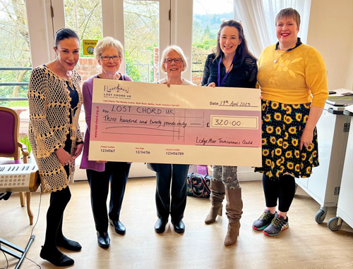 Fundraising cheque presented to Lost Chord UK Dementia Charity